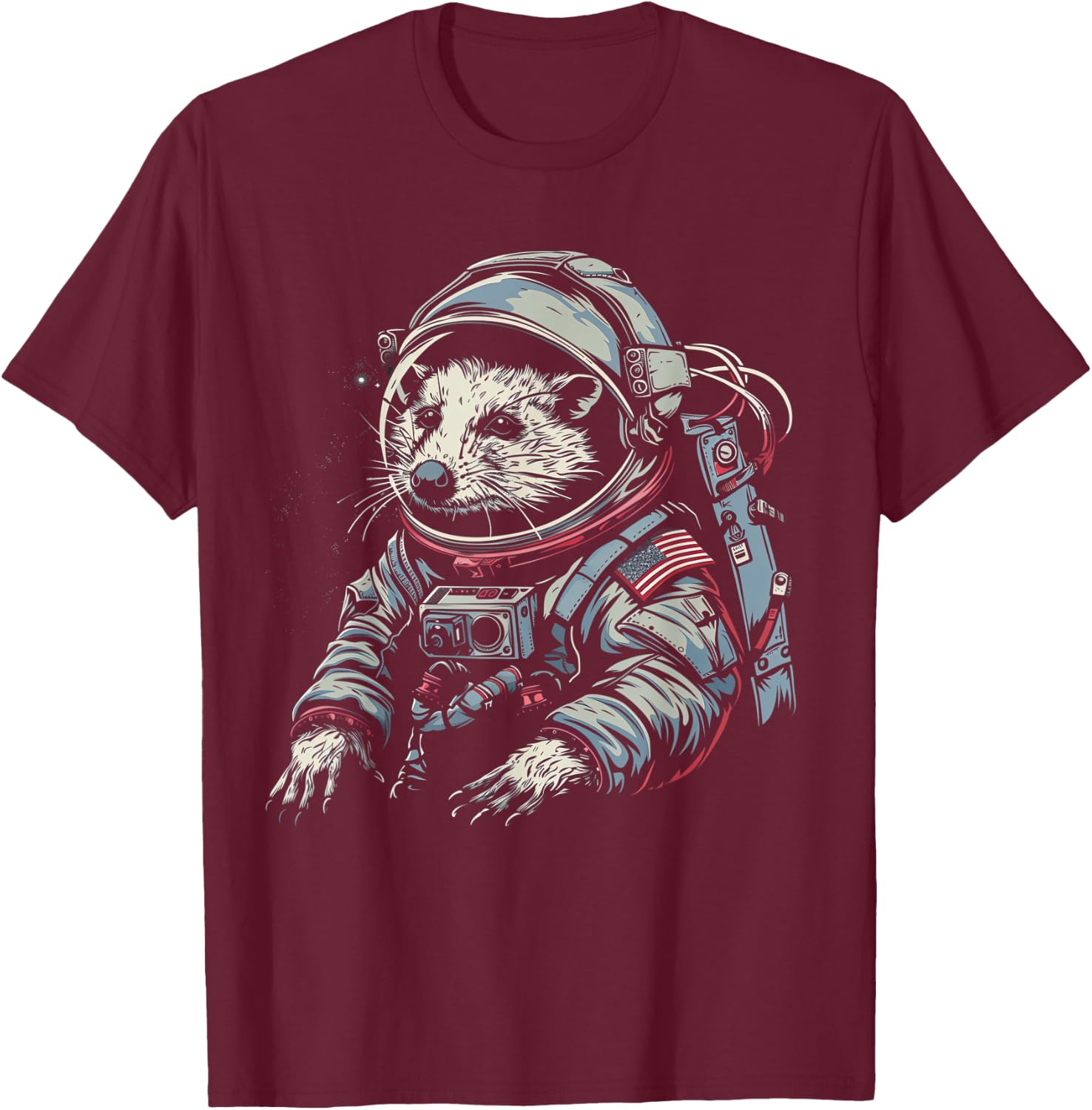 Astronaut Opossum In Space Suit Funny Possum T-Shirt - T-Shirt | Maroon