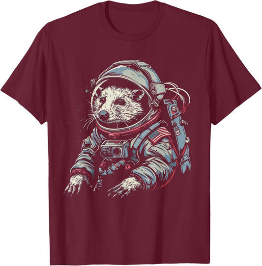 Astronaut Opossum In Space Suit Funny Possum T-Shirt - T-Shirt | Maroon
