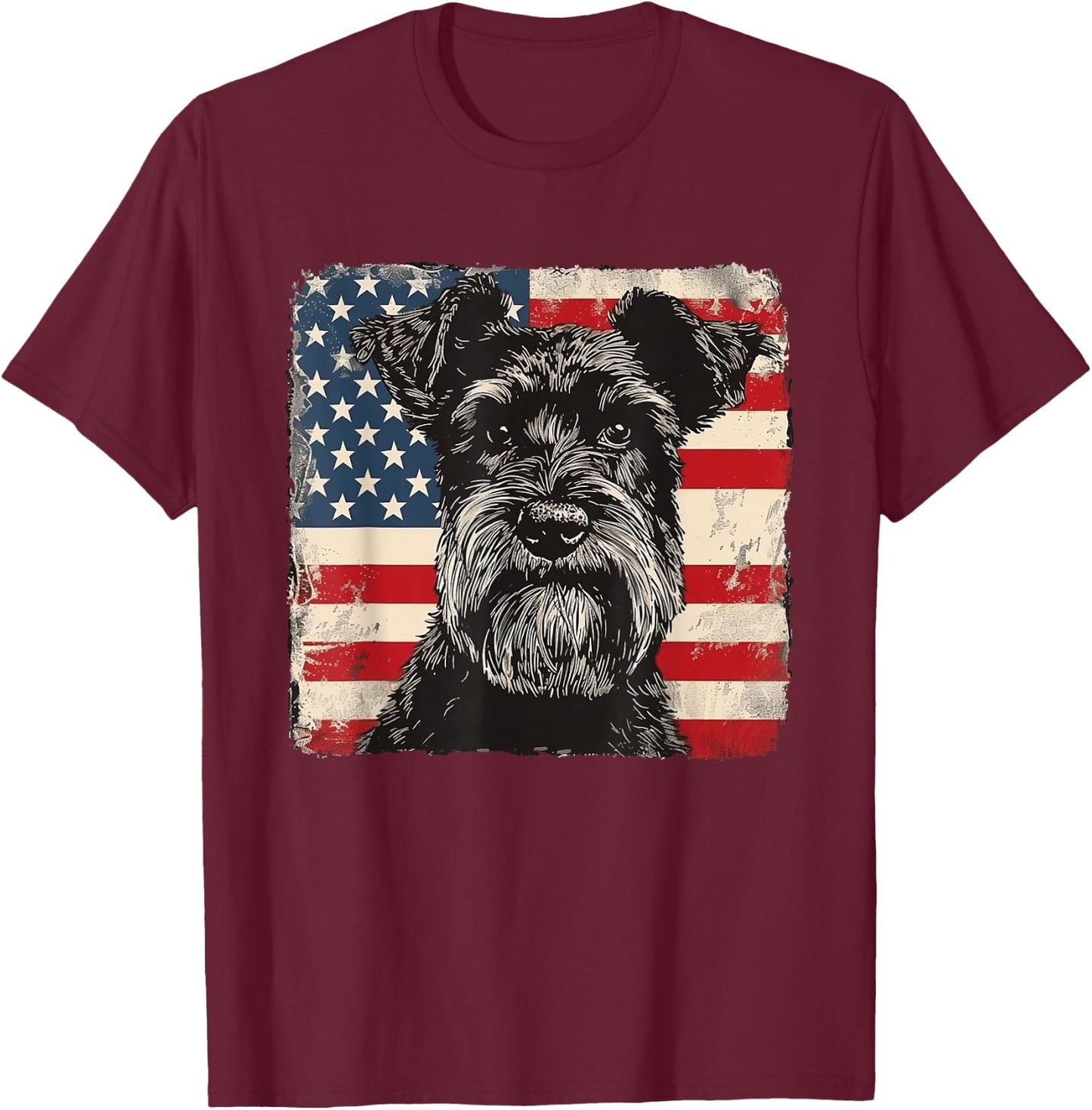 Miniature Schnauzer Dog Patriotic 4th of July Gift Men Women T-Shirt - T-Shirt | Maroon