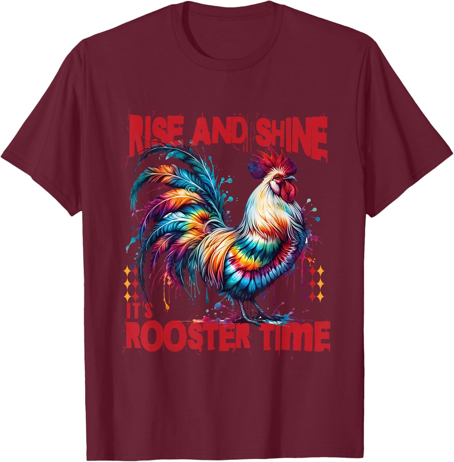Tie-Dye Chicken Rooster Design Women Rooster Lover T-Shirt - T-Shirt | Maroon
