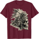 Feather Aztec Skull Maya Mexican Maya Indigenous Aztec T-Shirt - T-Shirt | Maroon