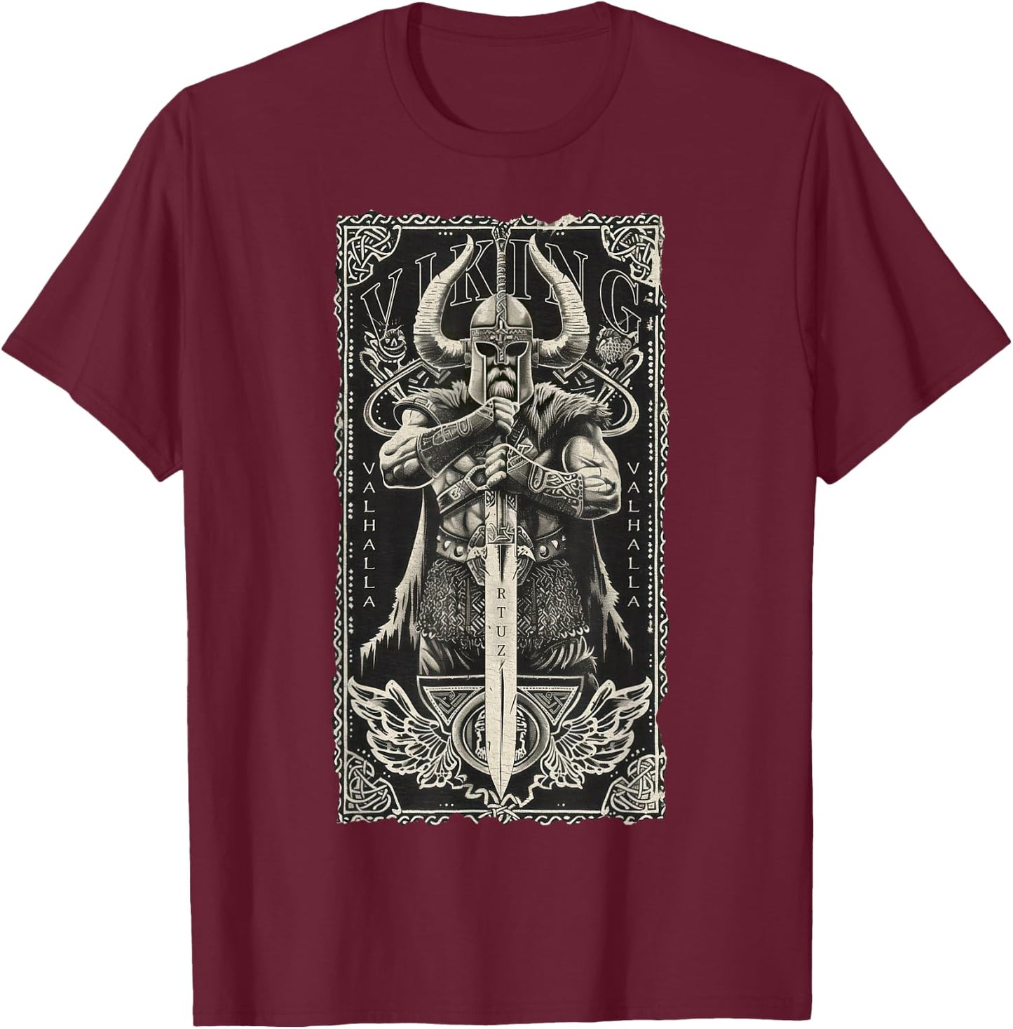 Valhalla Odin Thor Runes Viking Helmet Warrior Viking T-Shirt - T-Shirt | Maroon