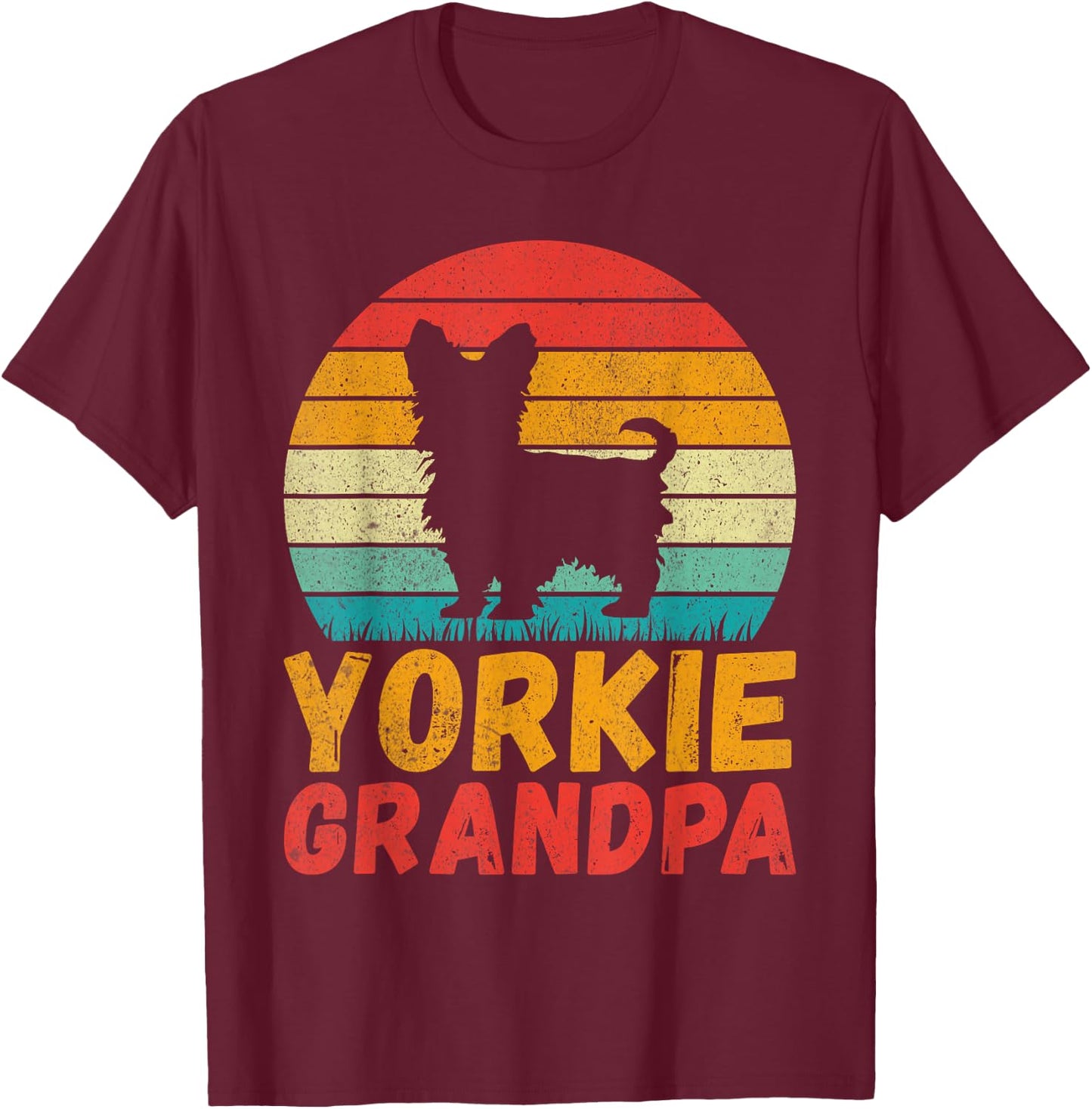 Yorkie Grandpa T-Shirt - T-Shirt | Maroon