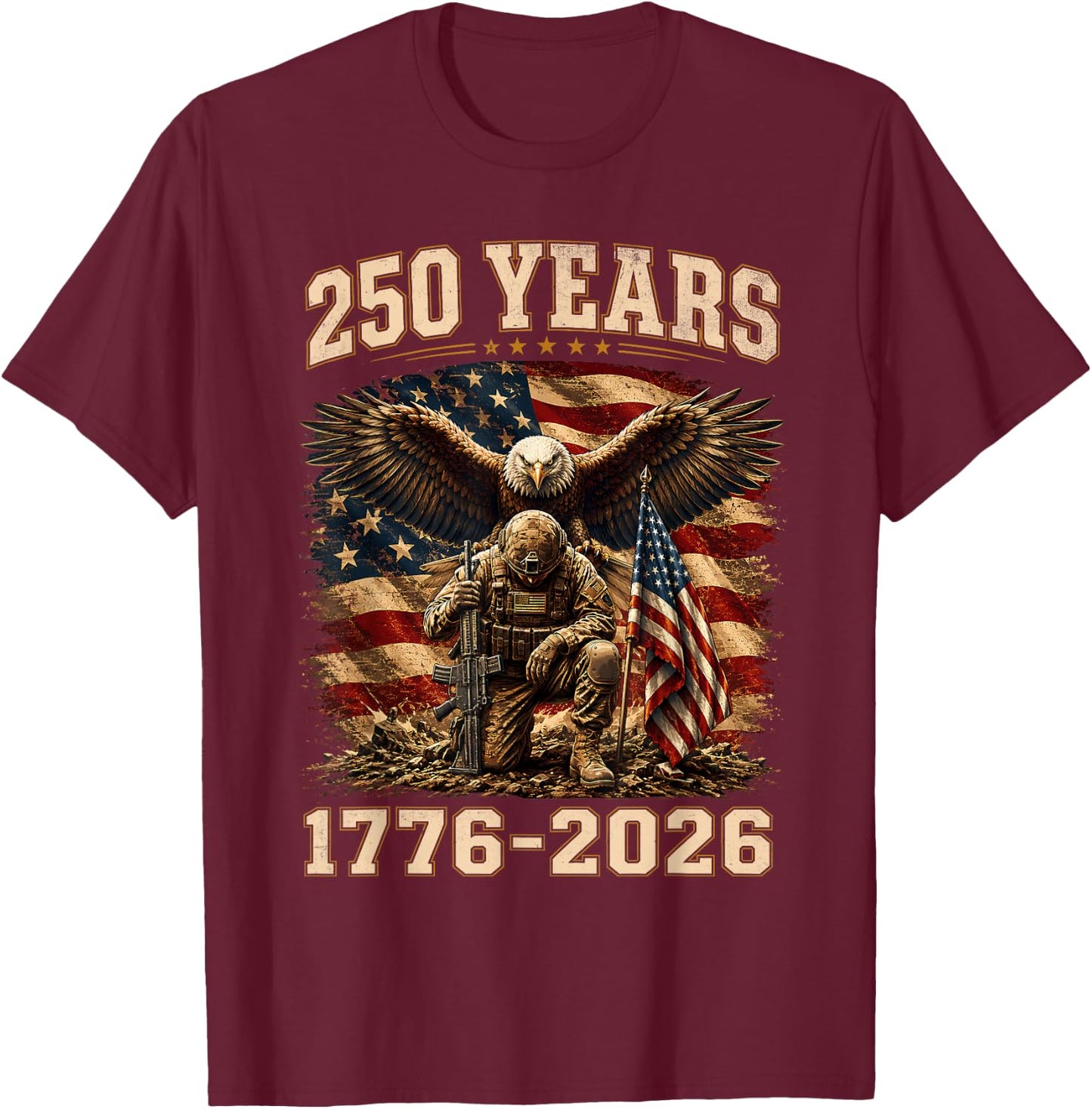 America 250th Anniversary USA 1776 Patriotic 4th of July Men T-Shirt - T-Shirt | Maroon