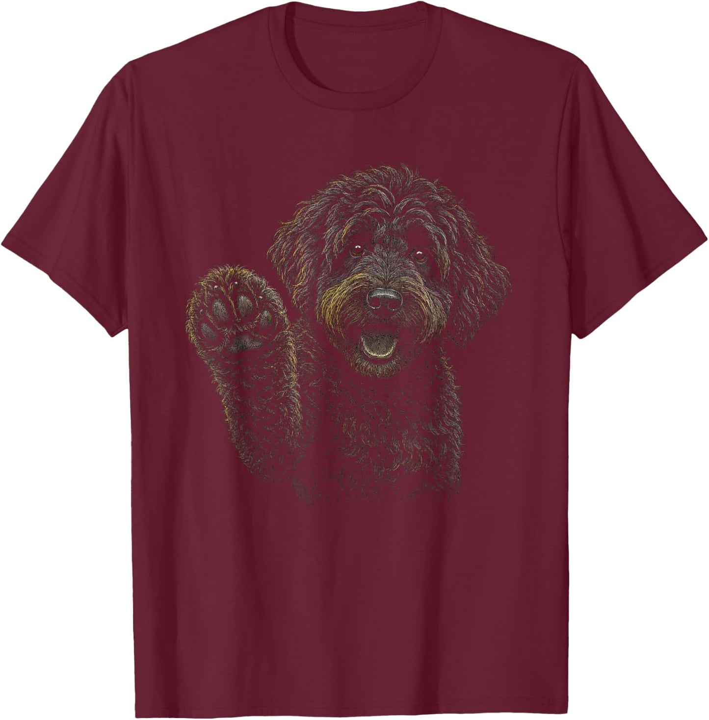 Black Goldendoodle Artwork Graphic T-Shirt - T-Shirt | Maroon
