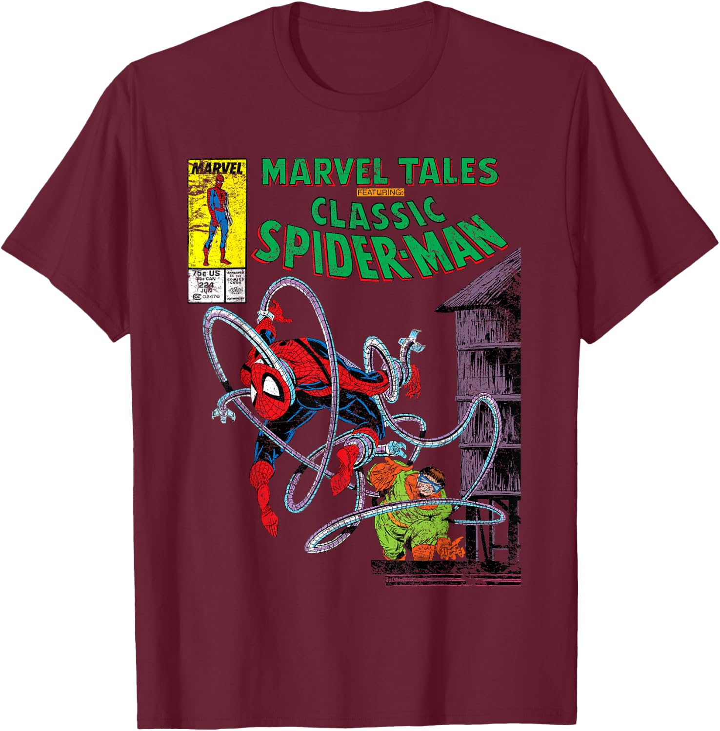 Marvel Spider-Man vs. Doctor Octopus Retro Comic , grey, S T-Shirt - T-Shirt | Maroon
