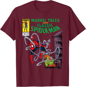 Marvel Spider-Man vs. Doctor Octopus Retro Comic , grey, S T-Shirt - T-Shirt | Maroon