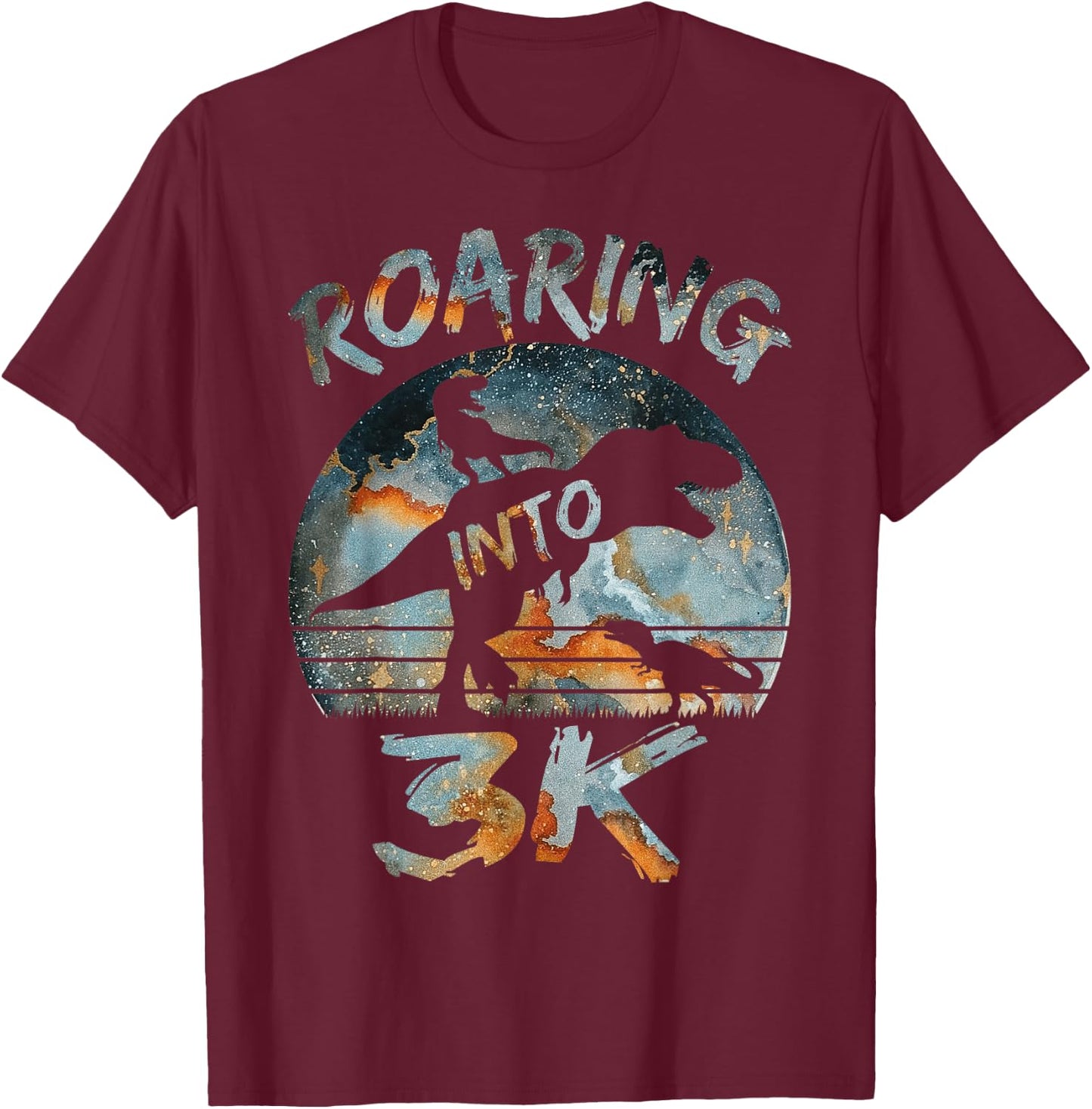 Roaring into 3K Back To School Dinosaur 3K Boys T-Shirt - T-Shirt | Maroon