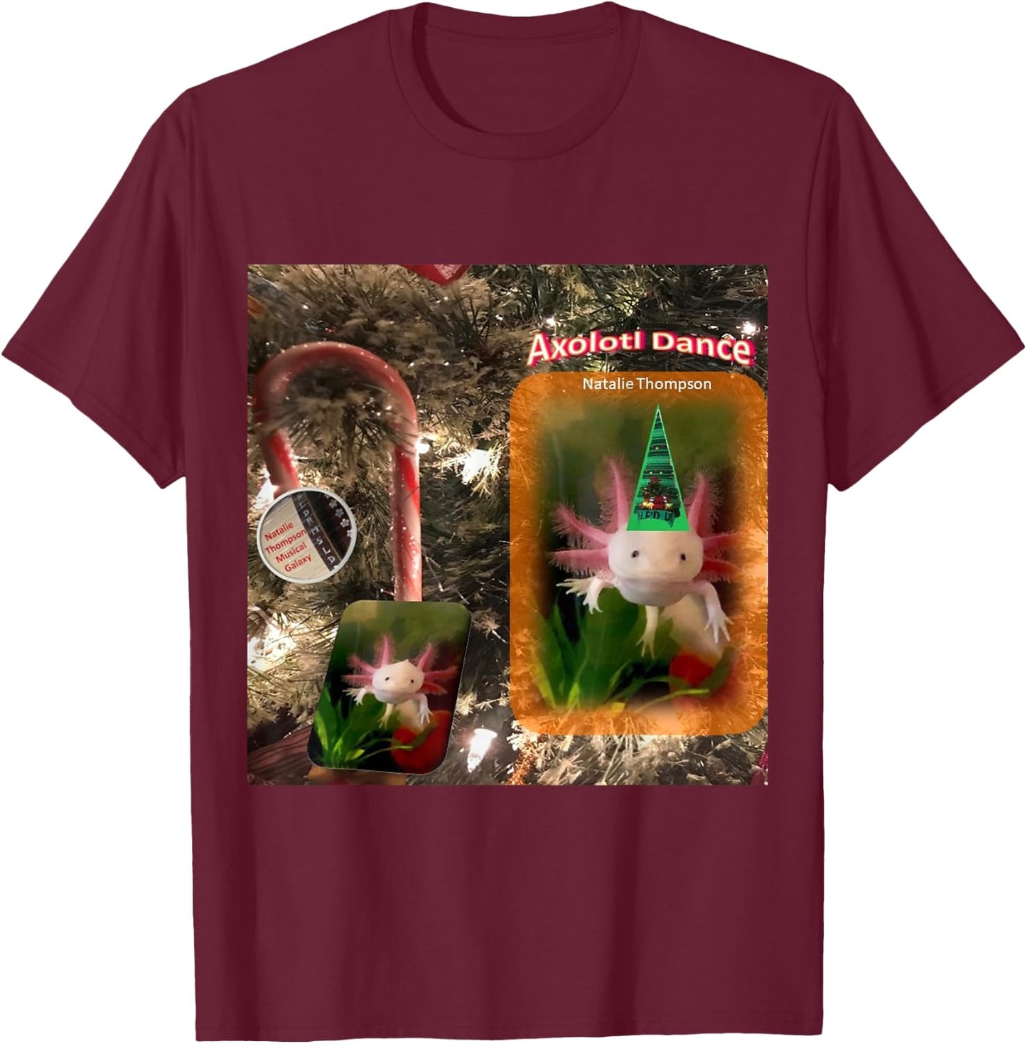 Axolotl Dance by Natalie Thompson T-Shirt - T-Shirt | Maroon