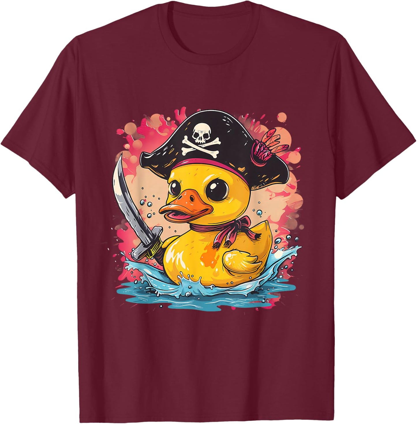 Rubber Duck Pirate Funny Rubber Duck Captain Rubber Duckie T-Shirt - T-Shirt | Maroon