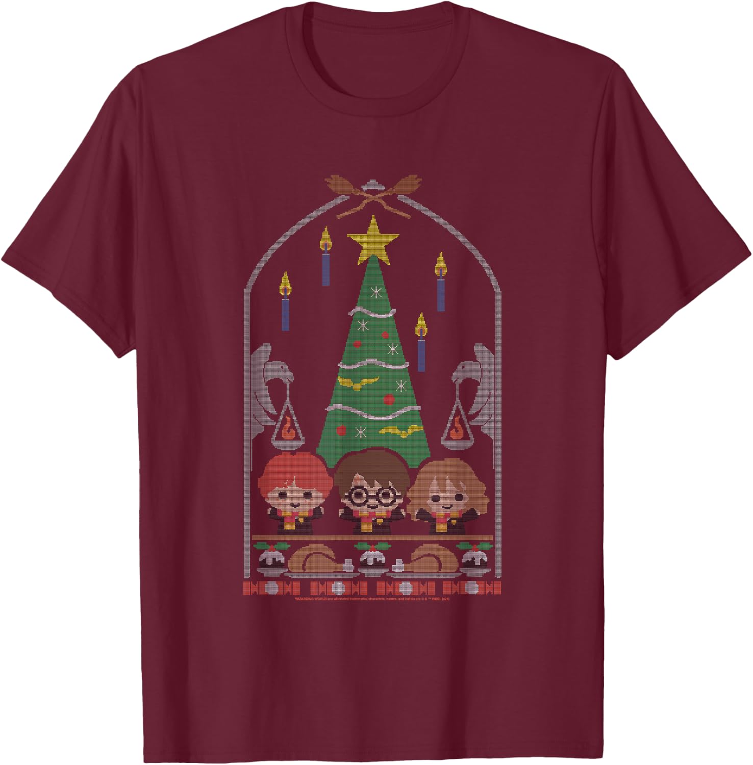 Harry Potter Christmas Dinner Christmas T-Shirt - T-Shirt | Maroon