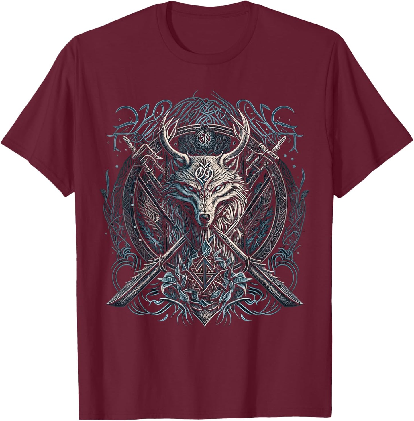 Odin's Wolf Fenrir Northman Valhalla Norse Mythology T-Shirt - T-Shirt | Maroon