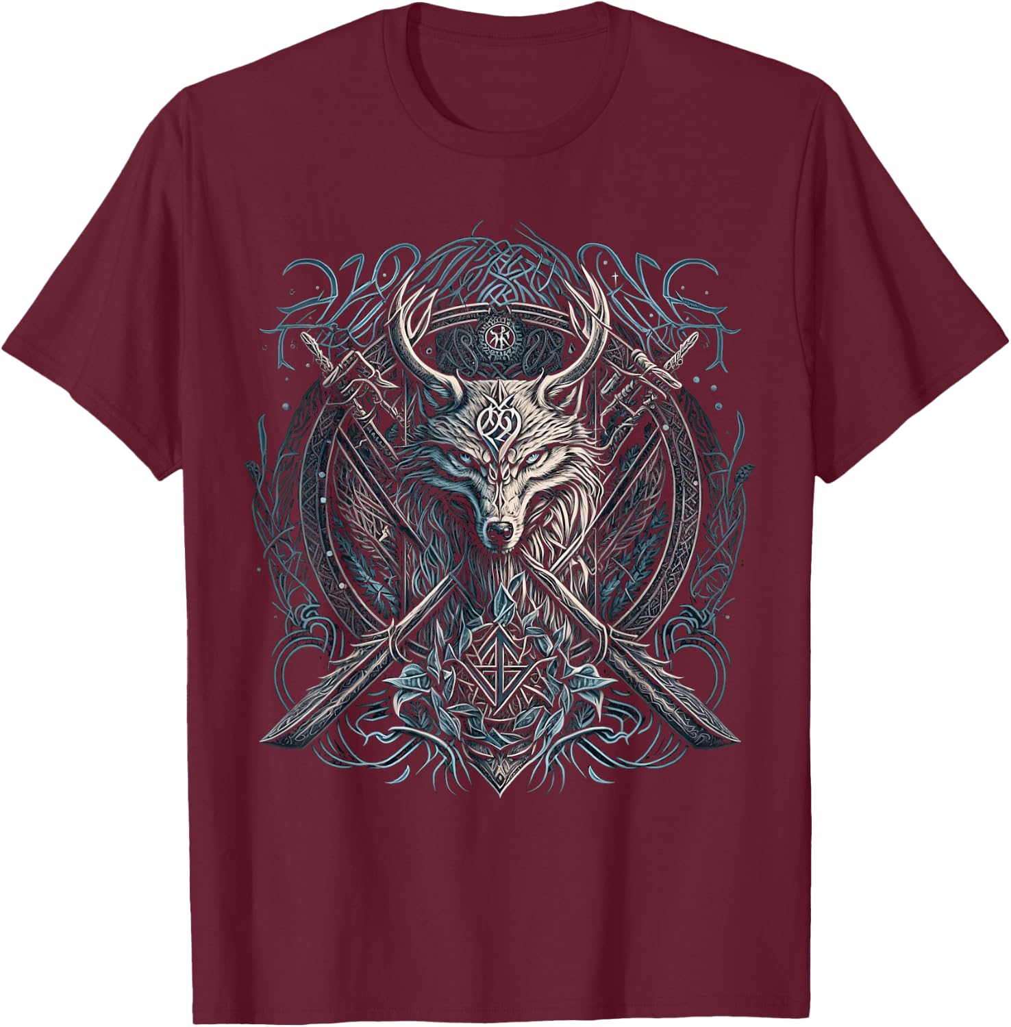 Odin's Wolf Fenrir Northman Valhalla Norse Mythology T-Shirt - T-Shirt | Maroon