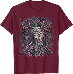 Odin's Wolf Fenrir Northman Valhalla Norse Mythology T-Shirt - T-Shirt | Maroon