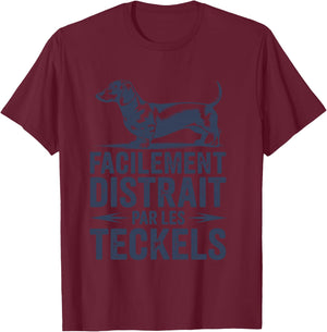 Humour Dachshund Dog Boy Man Distracted by Dachshunds T-Shirt - T-Shirt | Maroon