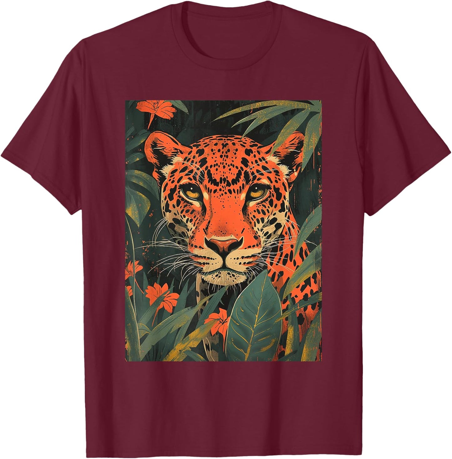 Jungle Leopard's Gaze for Wild Animal lover Leopard T-Shirt - T-Shirt | Maroon