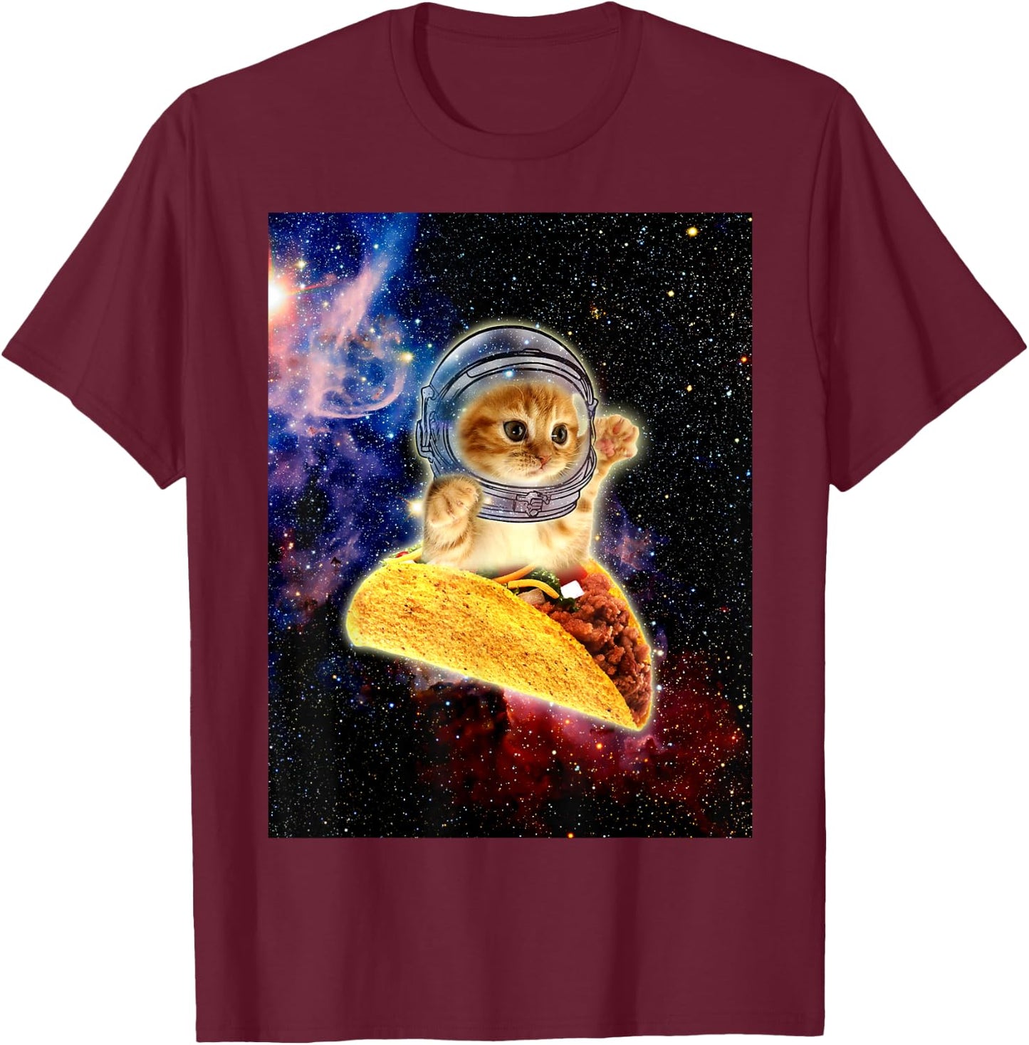 Crazy Space Taco Cat Funny v2 T-Shirt - T-Shirt | Maroon