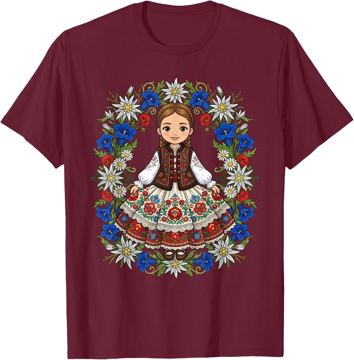 Dabbing Polish Princess Meme Polish Pride Folk Art T-Shirt - T-Shirt | Maroon