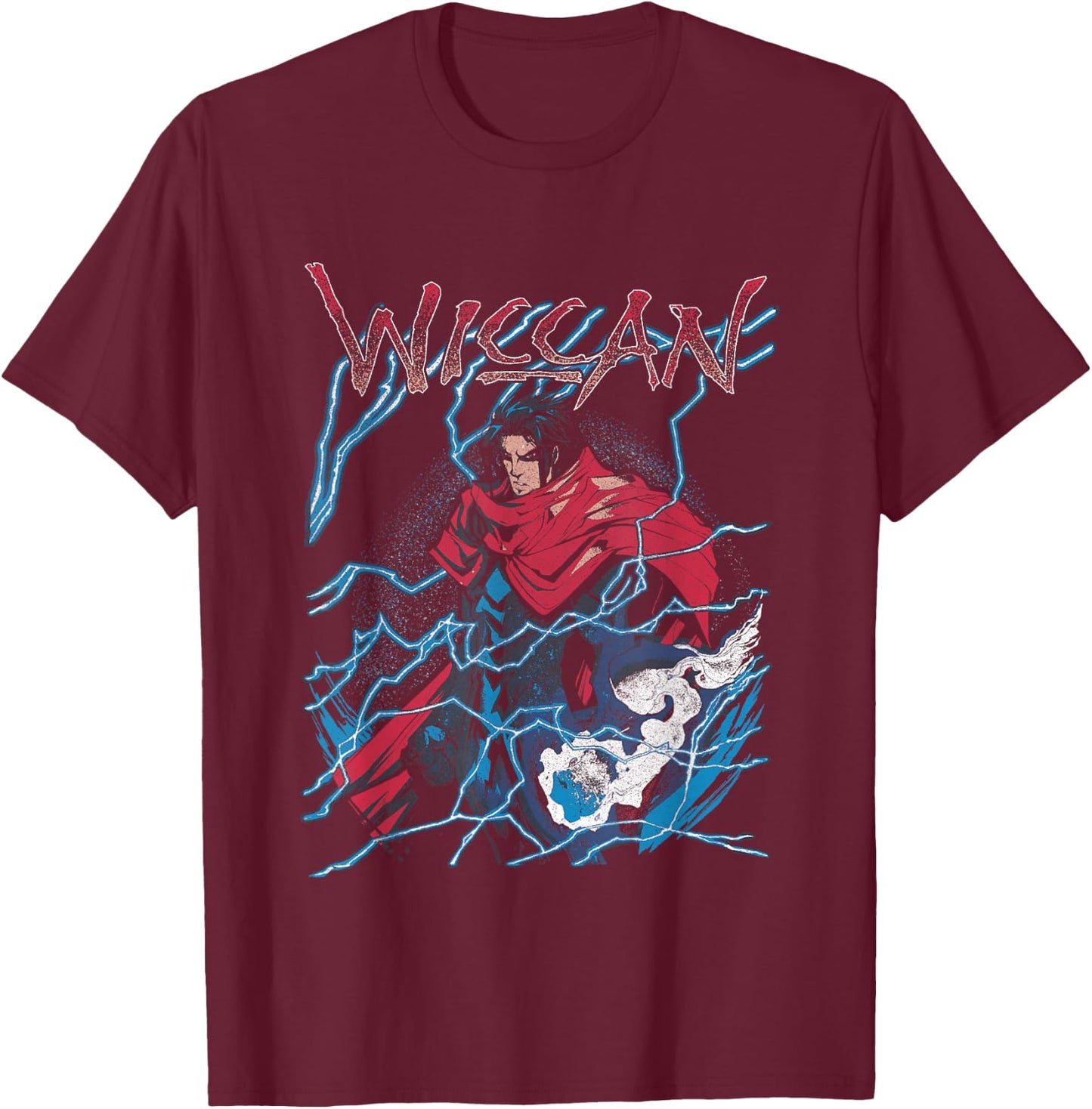 Marvel Universe Classic We Get Wiccan Retro Big Chest Poster T-Shirt - T-Shirt | Maroon