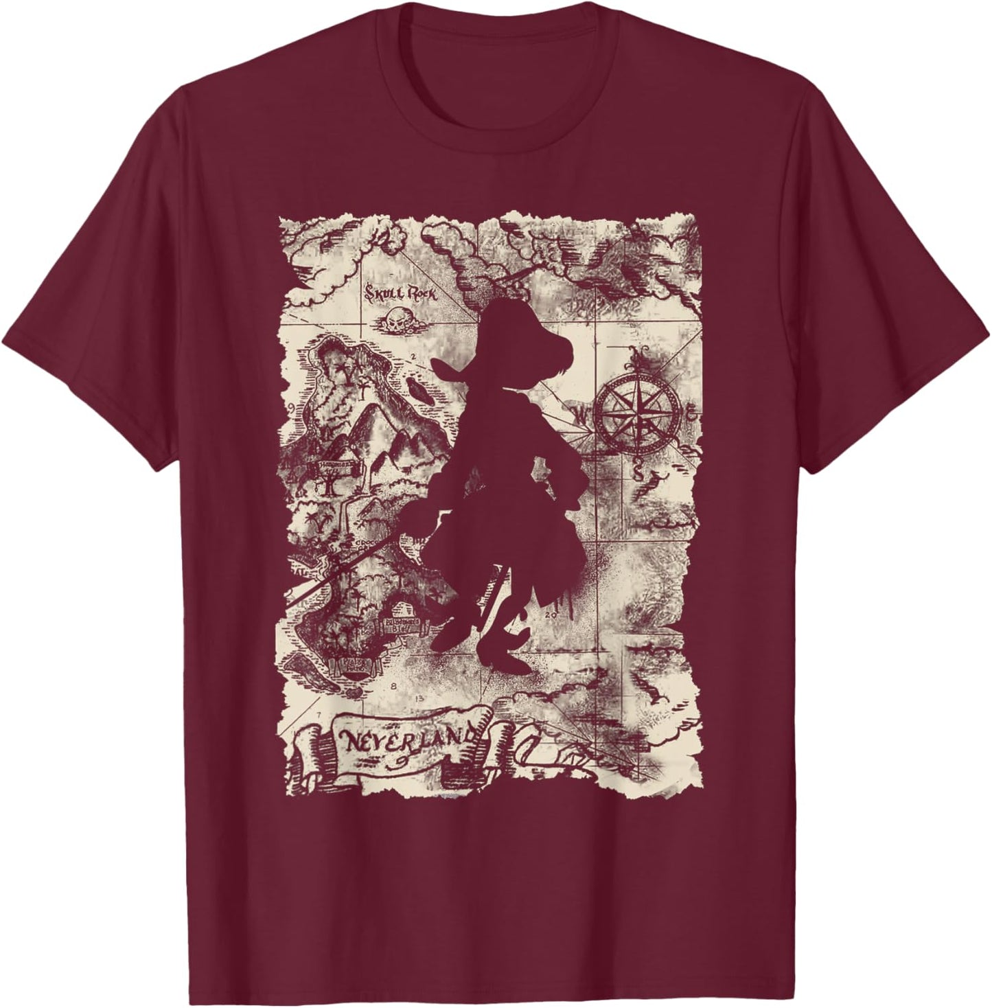 Disney - Captain Hook Map T-Shirt - T-Shirt | Maroon