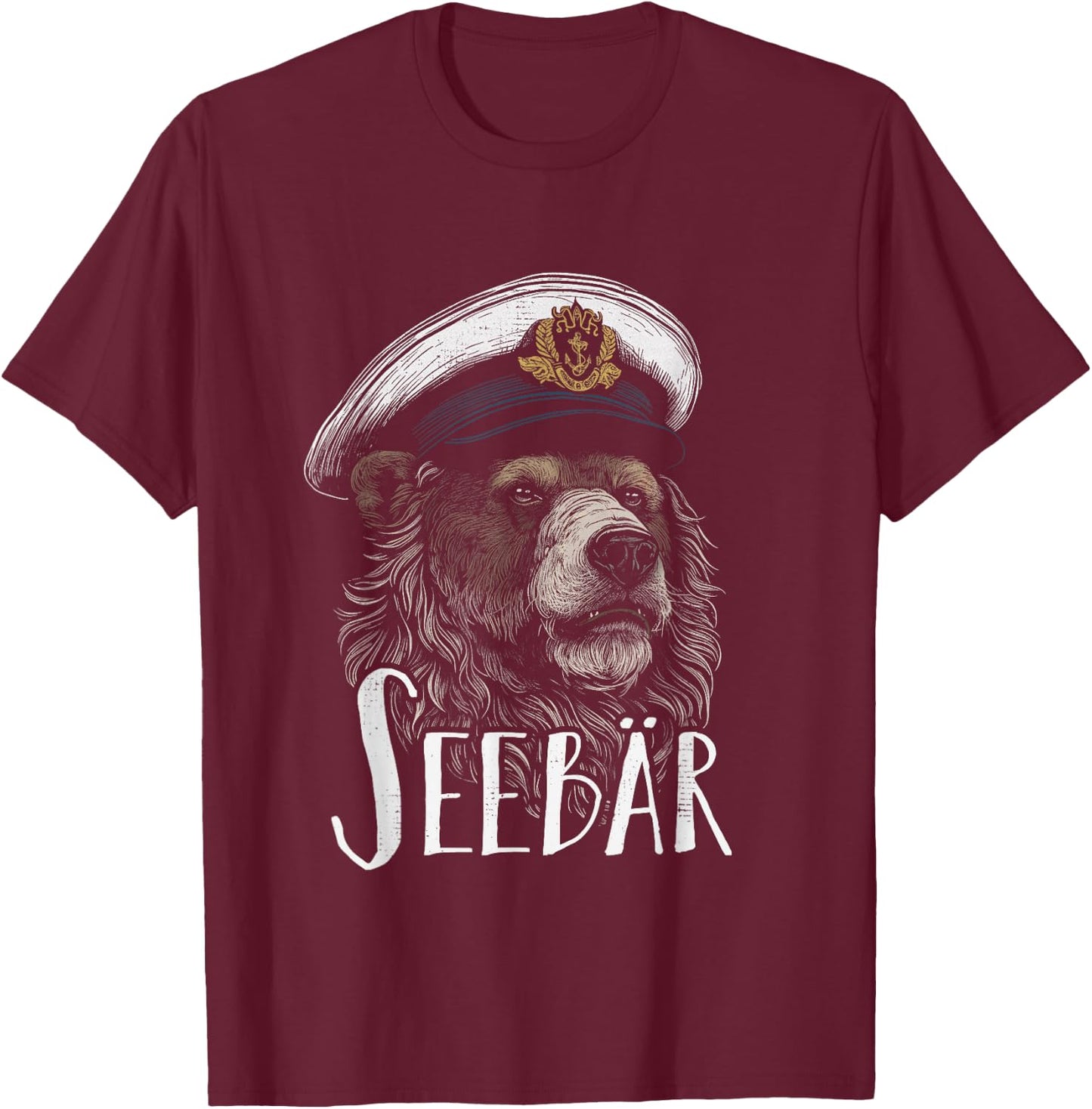 with Seebär Sailing Boat, black T-Shirt - T-Shirt | Maroon
