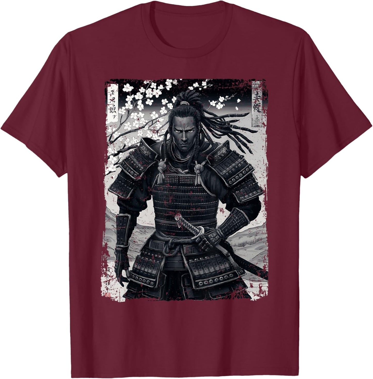 Yasuke First Black Warrior Samurai Japanese Art , Black, S T-Shirt - T-Shirt | Maroon