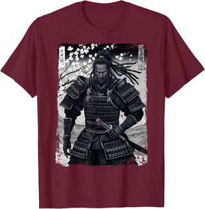 Yasuke First Black Warrior Samurai Japanese Art , Black, S T-Shirt - T-Shirt | Maroon