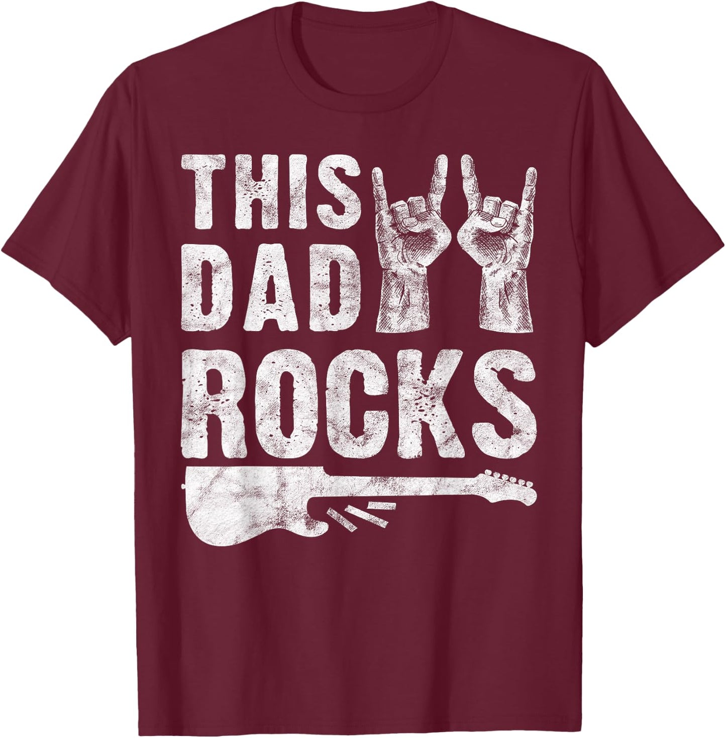 This Dad Rocks Rock n Roll Heavy Metal Fathers Day T-Shirt - T-Shirt | Maroon