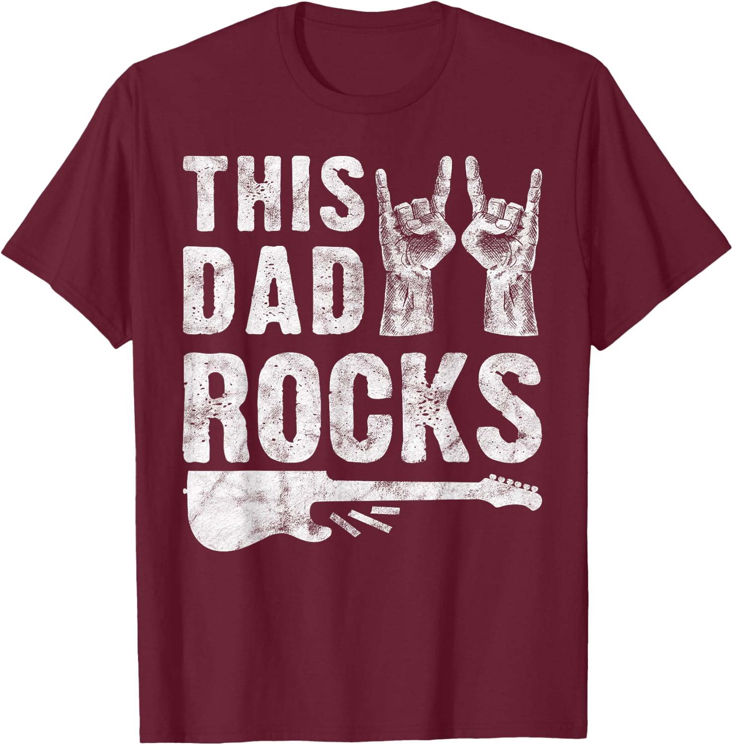 This Dad Rocks Rock n Roll Heavy Metal Fathers Day T-Shirt - T-Shirt | Maroon