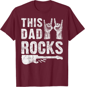 This Dad Rocks Rock n Roll Heavy Metal Fathers Day T-Shirt - T-Shirt | Maroon