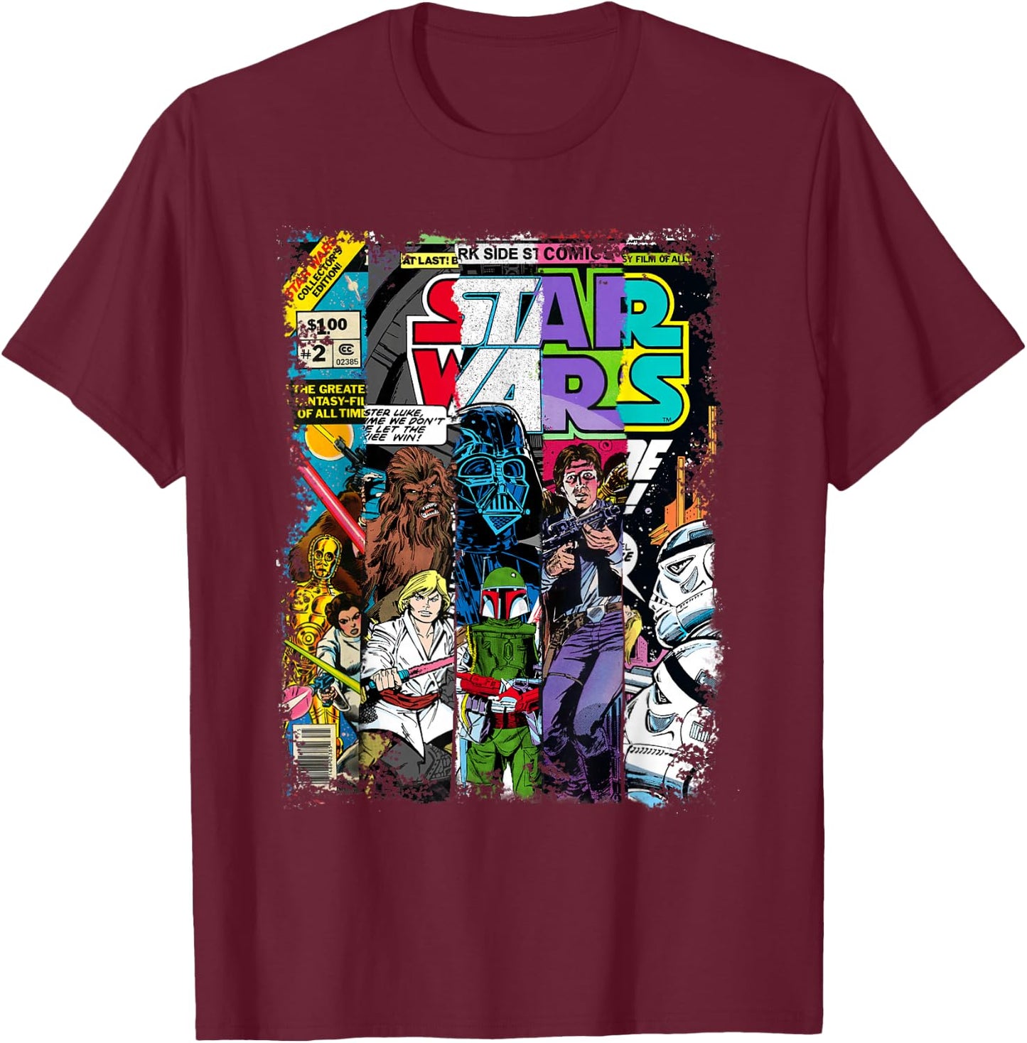 Star Wars Characters Comic Book Covers T-Shirt - T-Shirt | Maroon
