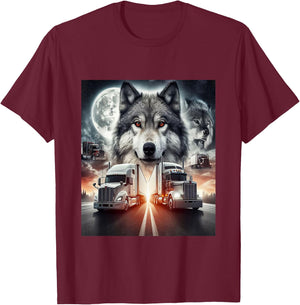 LKW mit Wolf T-Shirt - T-Shirt | Maroon