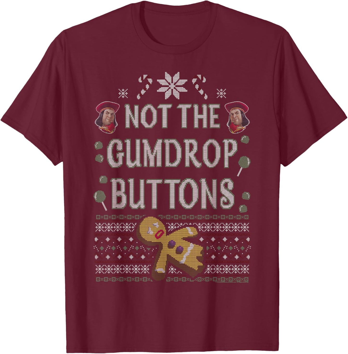 Shrek Not The Gumdrop Buttons Ugly Sweater Style Christmas T-Shirt - T-Shirt | Maroon