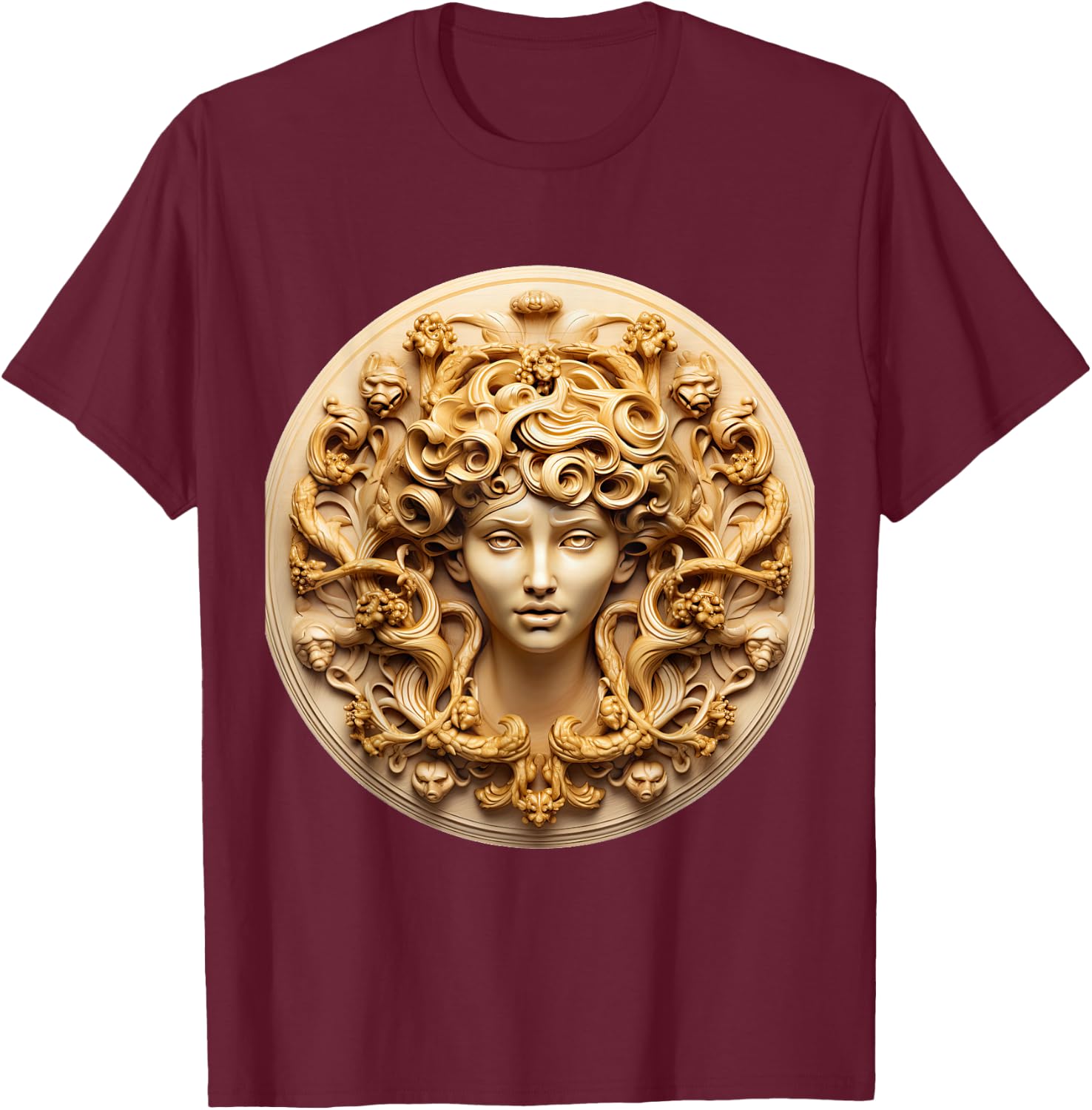 Medusahead Greek Mythology Ancient Snake Hair T-Shirt - T-Shirt | Maroon