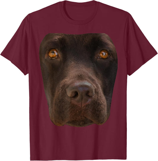 Chocolate Lab Lovers Dark Brown Dog Face Costume Women Kids T-Shirt - T-Shirt | Maroon