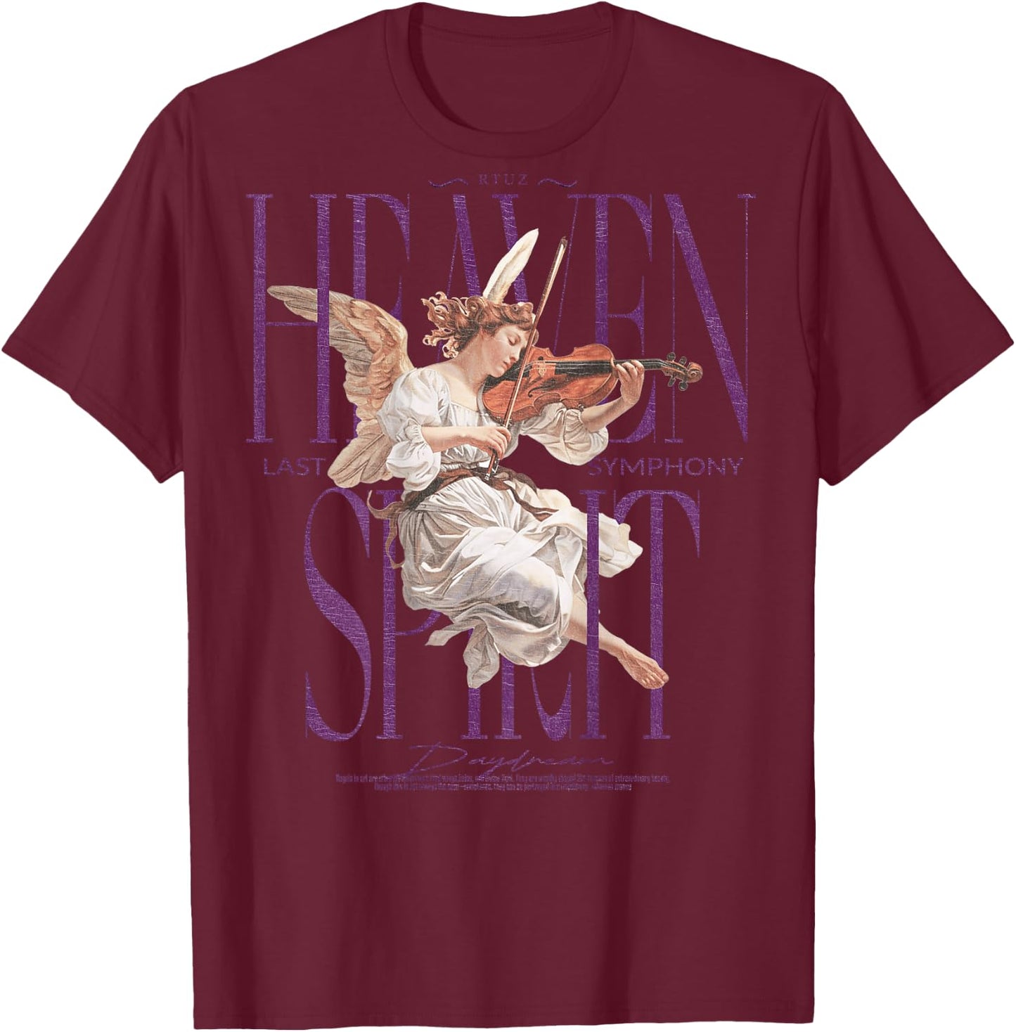 Hip Hop Angel Vintage Edgy Y2K Backprint Streetwear Engel T-Shirt - T-Shirt | Maroon