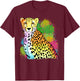 Colorful Rainbow Cheetah Graphic T-Shirt - T-Shirt | Maroon