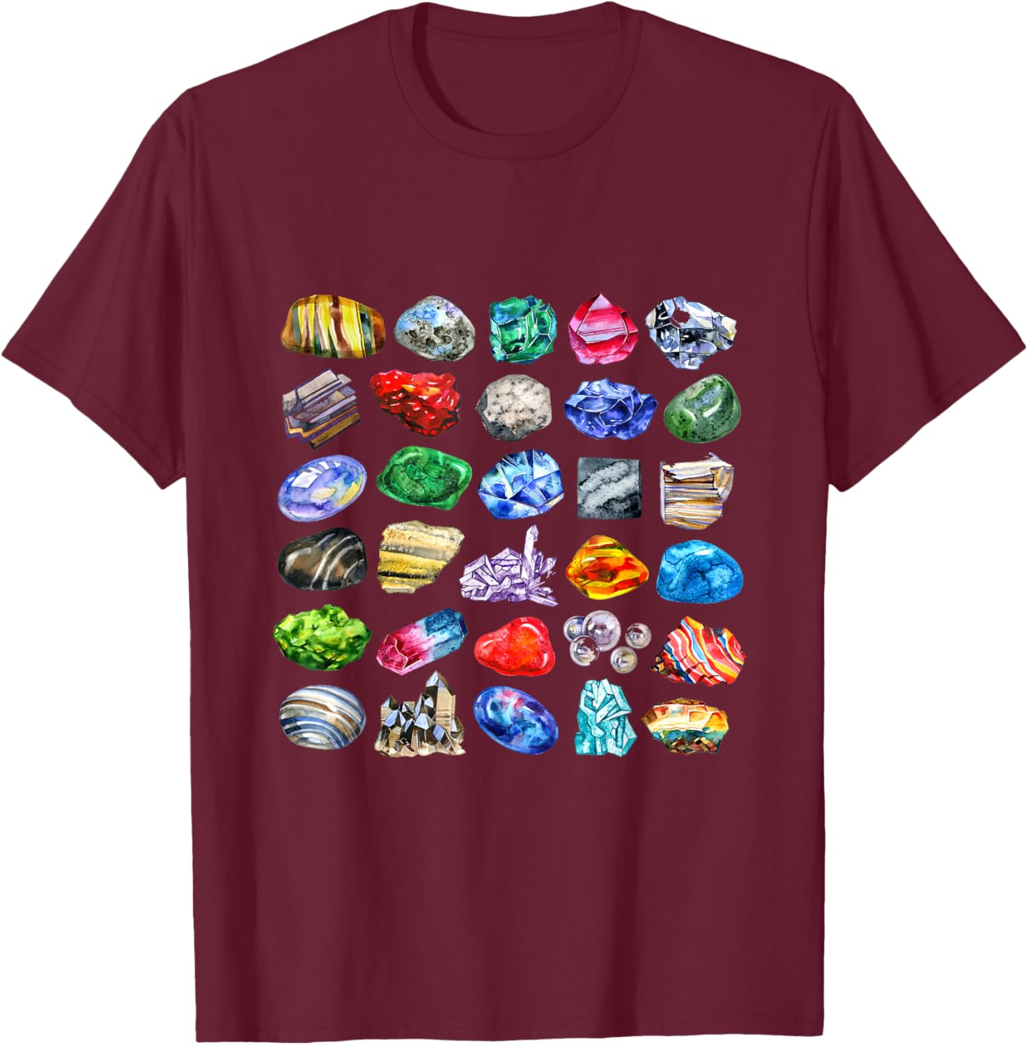 Minerals Gems and Crystals Rock Collecting T-Shirt - T-Shirt | Maroon