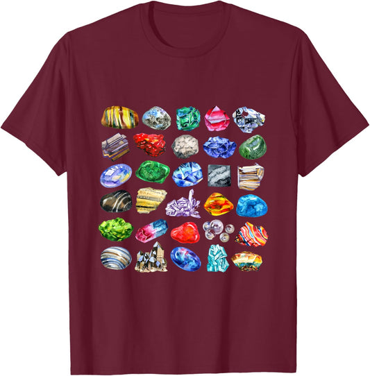 Minerals Gems and Crystals Rock Collecting T-Shirt - T-Shirt | Maroon