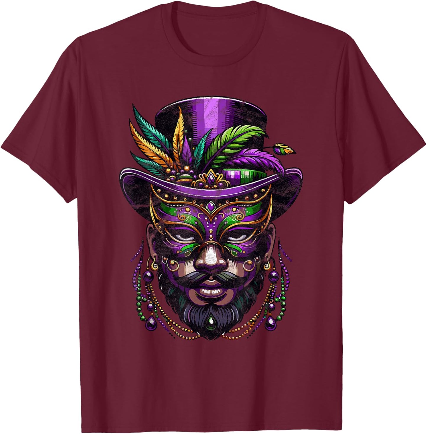 Mardi Gras Priest Top Hat New Orleans Witch Doctor Voodoo T-Shirt - T-Shirt | Maroon