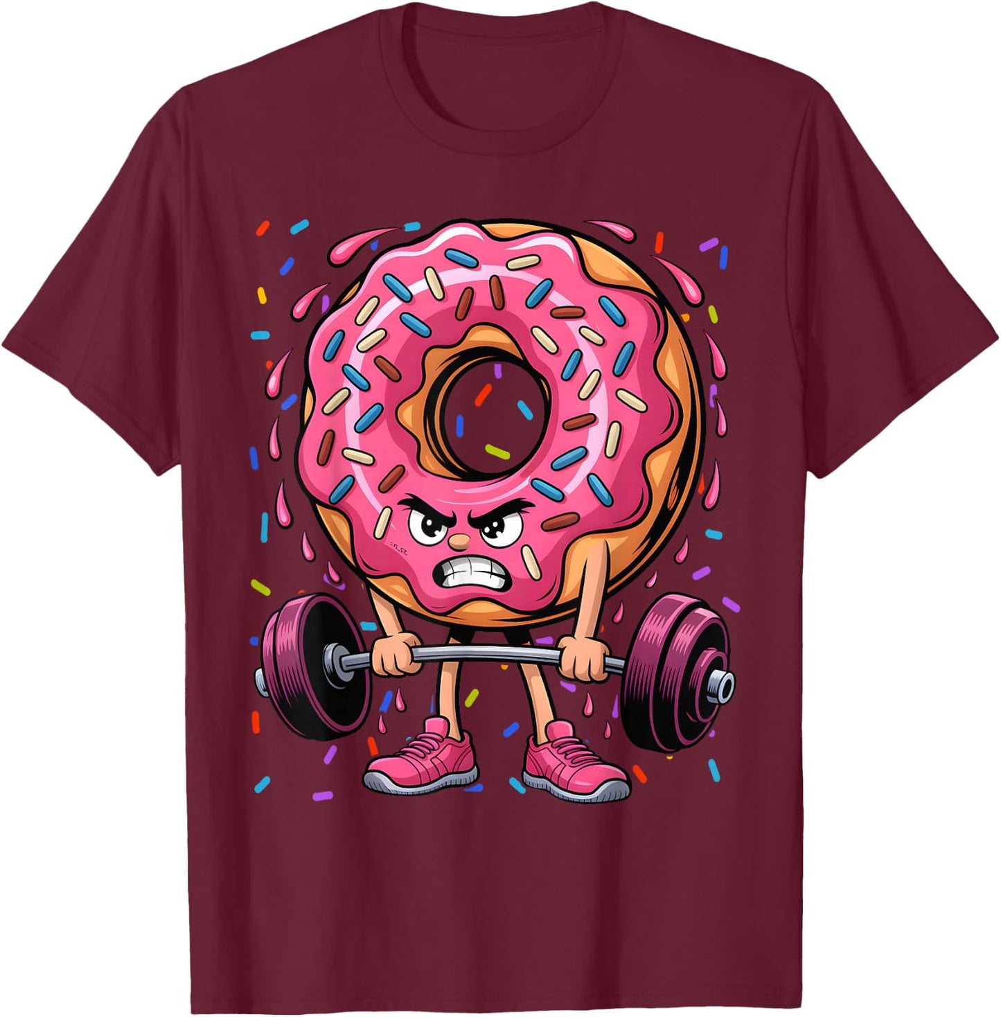 Donut Deadlift Weightlifing Funny Fitness Workout Gym Lover T-Shirt - T-Shirt | Maroon