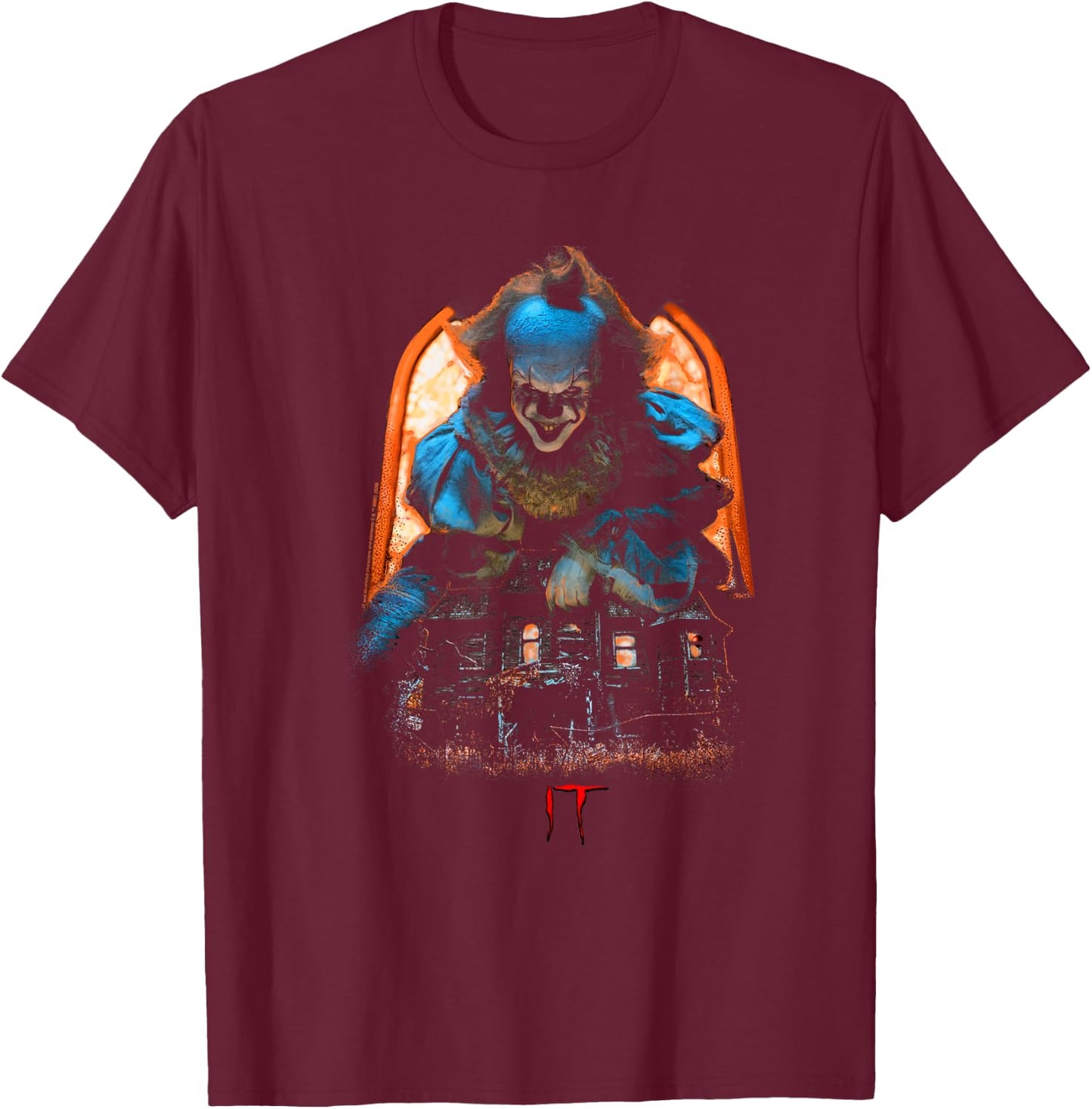 IT Pennywise Halloween Scary Poster T-Shirt - T-Shirt | Maroon