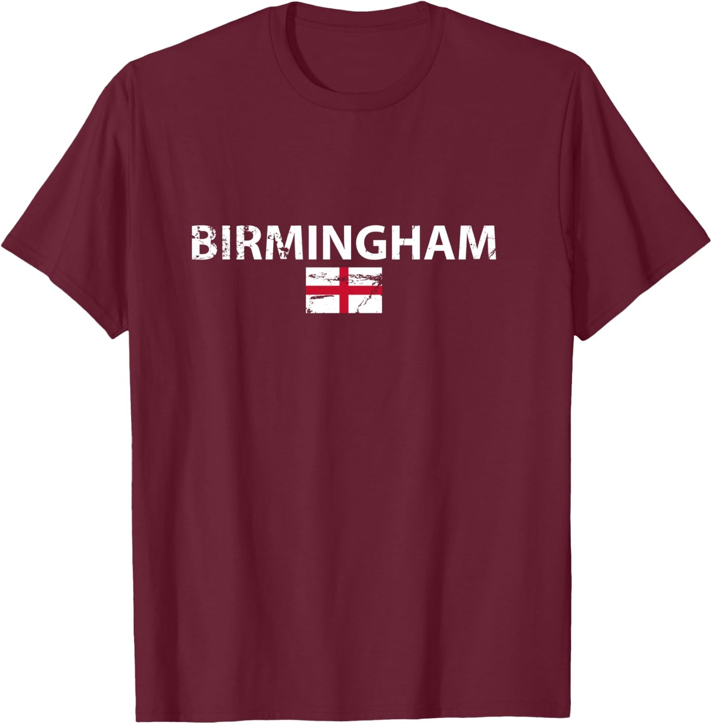 Birmingham England Vintage Angleterre Drapeau Anglaise Manche Longue T-Shirt - T-Shirt | Maroon