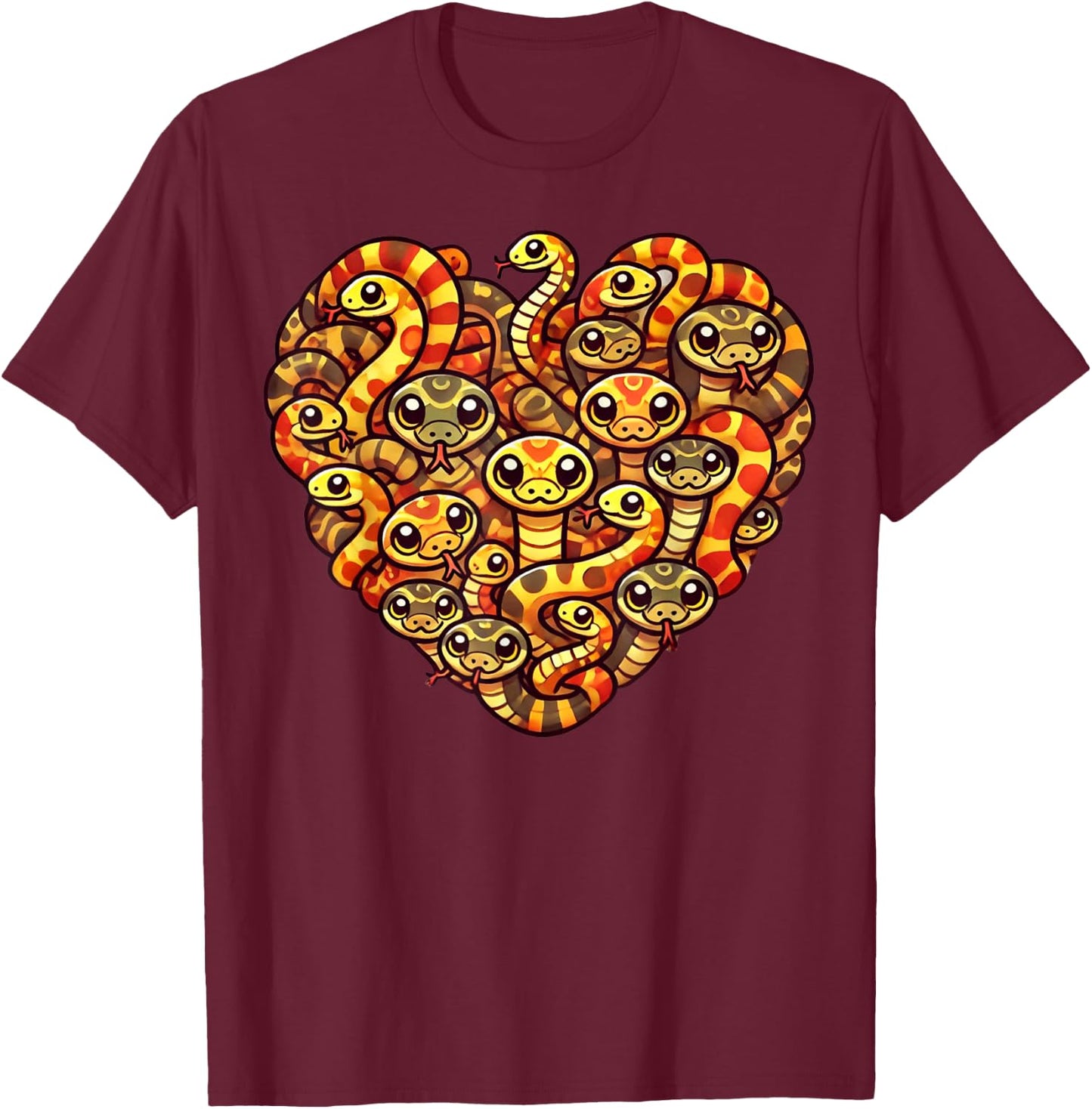 Funny Snakes Hognose Snake Lover Heart Love Reptiles T-Shirt - T-Shirt | Maroon