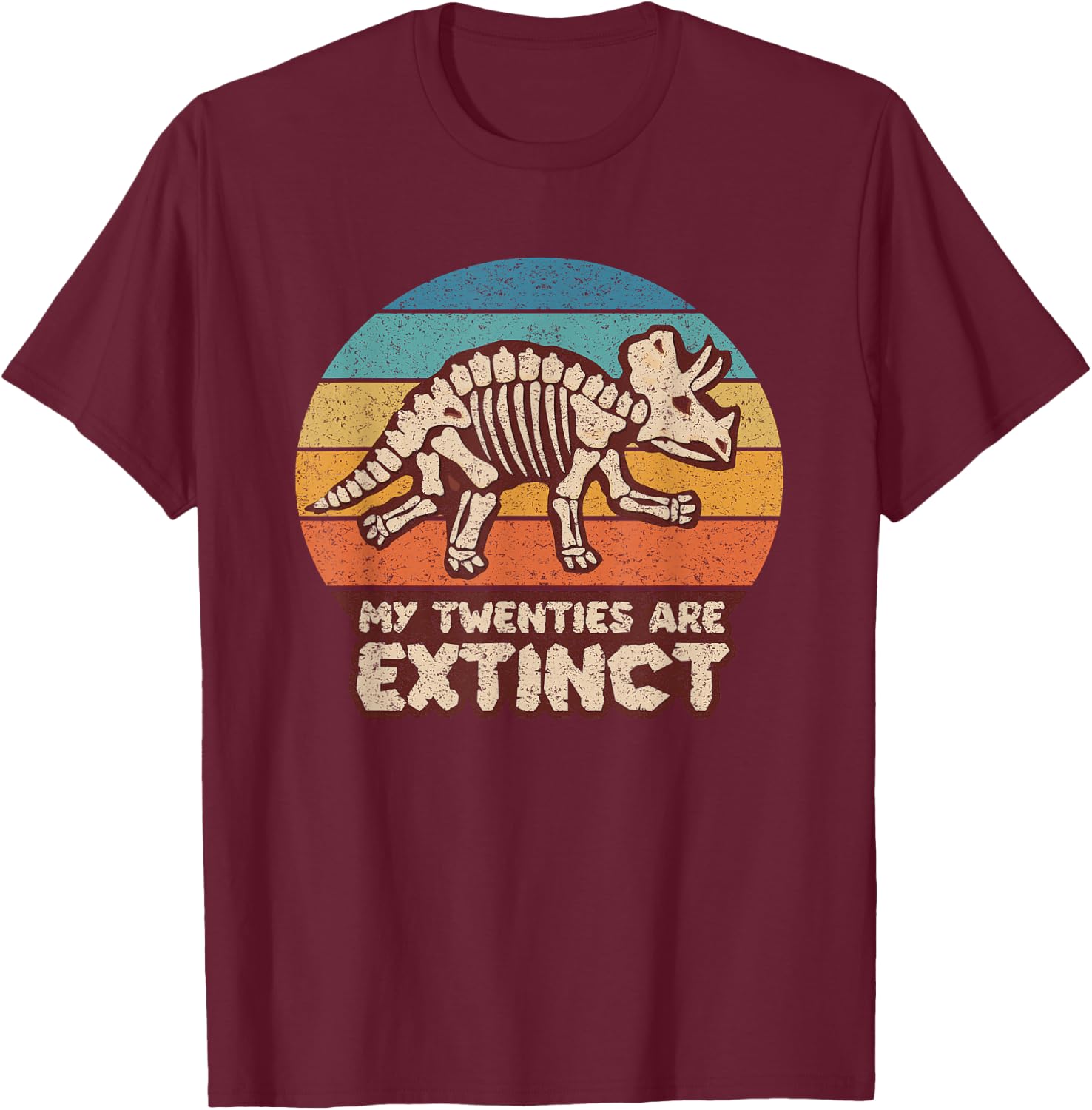30th Birthday Gift, Dinosaur Lover, Distressed Retro Vintage T-Shirt - T-Shirt | Maroon