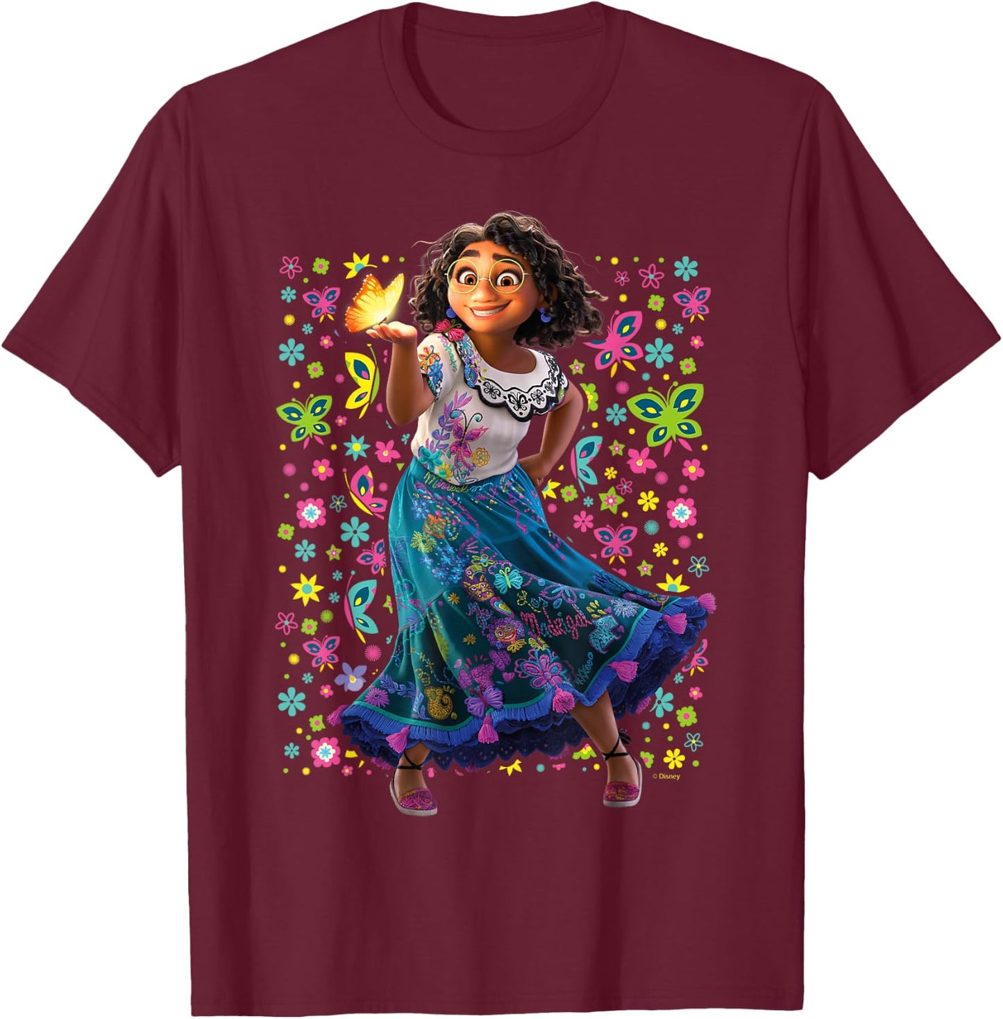 Encanto - Maribel Magic Glowing Butterflies T-Shirt - T-Shirt | Maroon