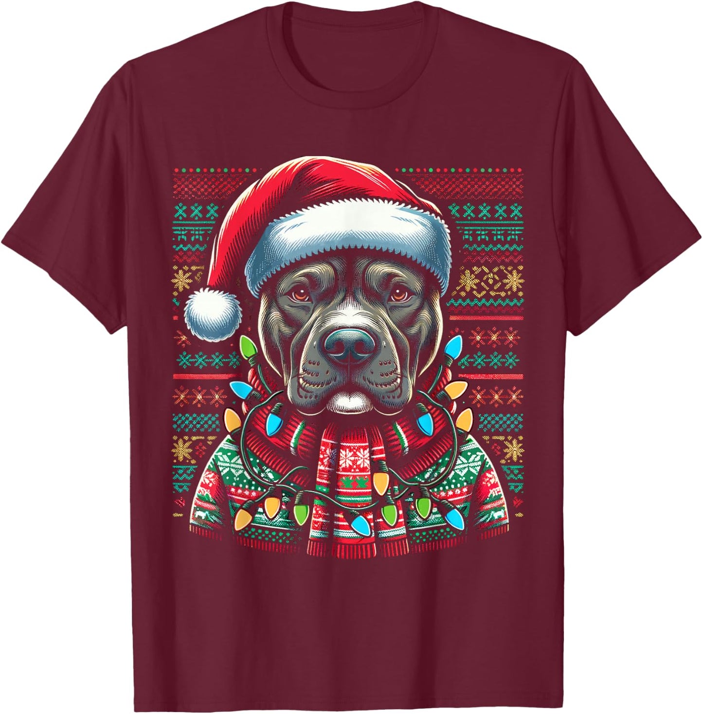 Christmas Pit bull Xmas Pit Bull Mom Dog Lover Santa T-Shirt - T-Shirt | Maroon