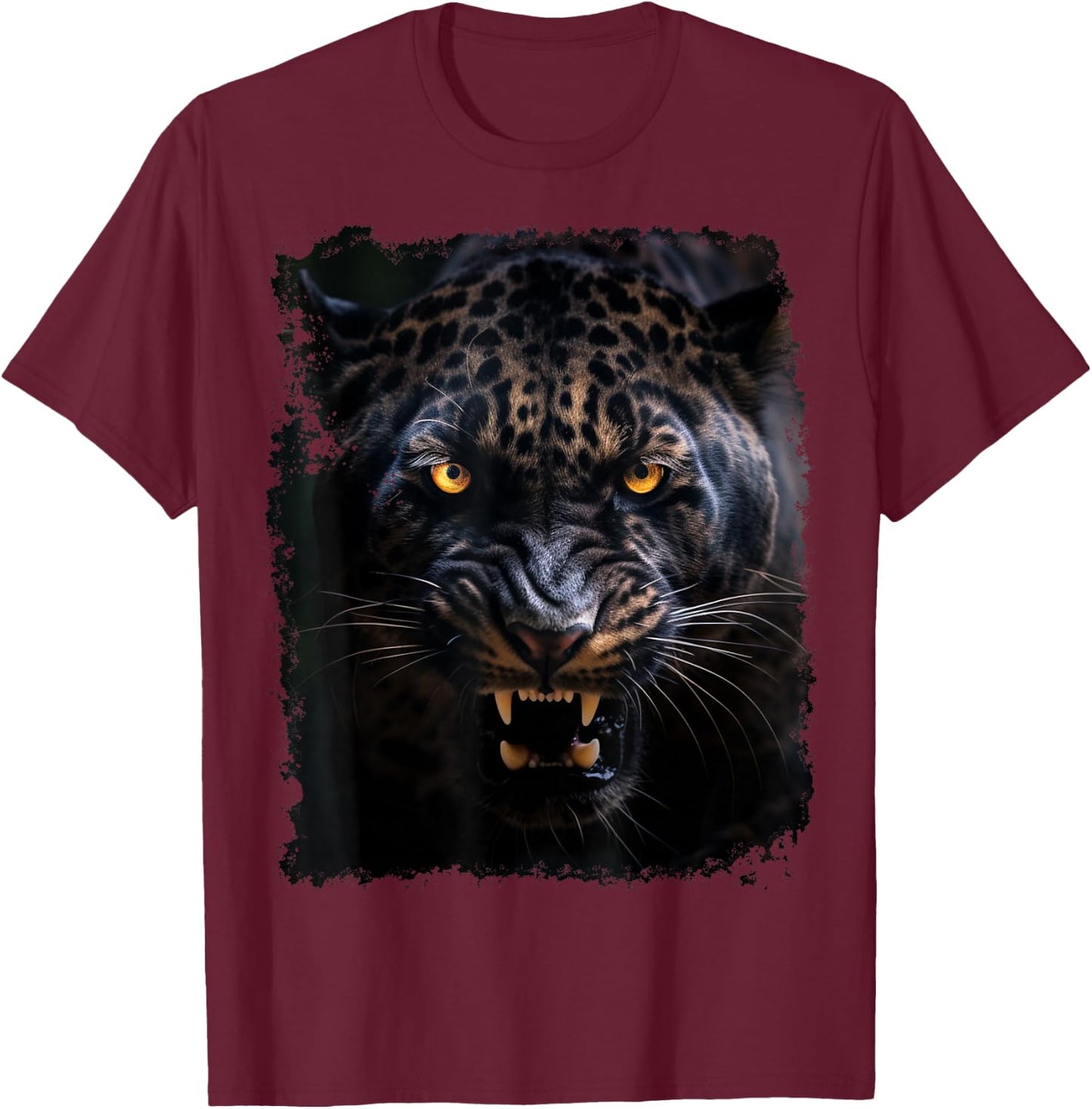 Pop Art Panther Black T-Shirt - T-Shirt | Maroon