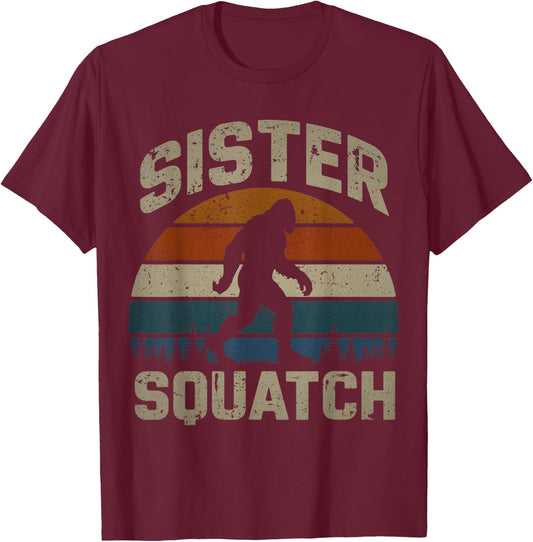 Sister Squatch Bigfoot Sister Sasquatch Yeti Family Matching T-Shirt - T-Shirt | Maroon