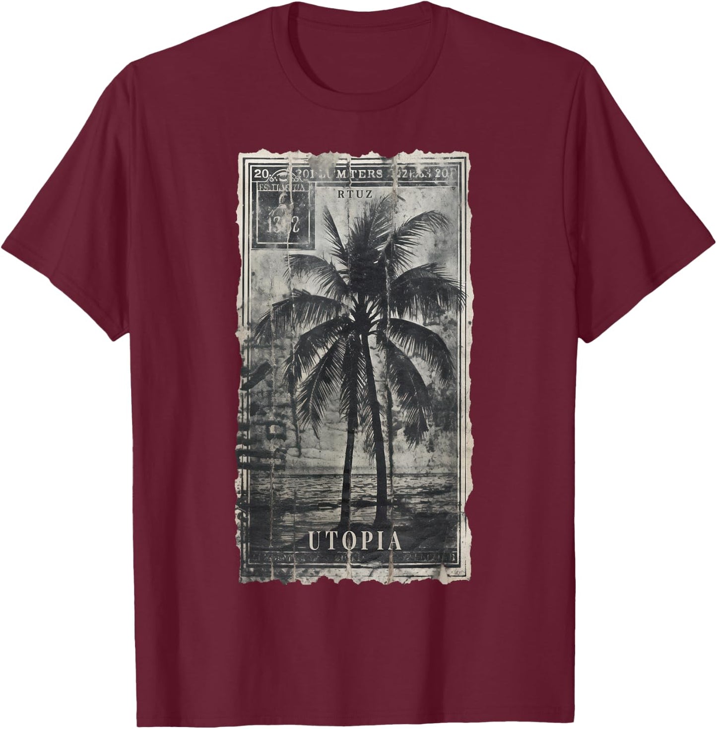 Palm Trees Palm Tree Beach Sea Sun Holiday Summer T-Shirt - T-Shirt | Maroon
